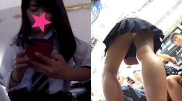 【パンチラ盗撮】地下鉄密着！黒髪サラサラJKの無防備な聖域。車内の神ポジ確保から地上への顔撮り追跡【体験談】