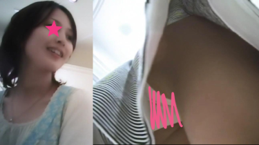 【パンチラ盗撮】お着替え成功！縞ワンピ店員さんの無防備な広がり。白Pからブラまでを射止めた「禁断のパノラマ接写」【盗撮】
